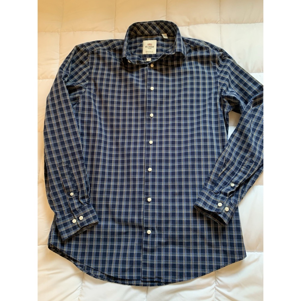 BEN SHERMAN Mens Long Sleeve Button Down Shirt ‎ 15 32/33 Blue Slim Fit
